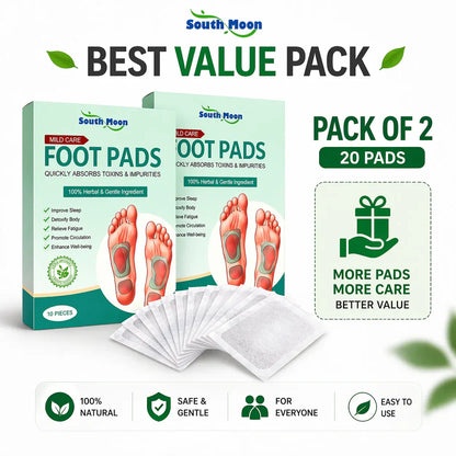 (Pack of 2) Natural Detox Foot Patches – Overnight Deep Cleansing Pads | Stress Relief, Better Sleep & Fatigue Recovery